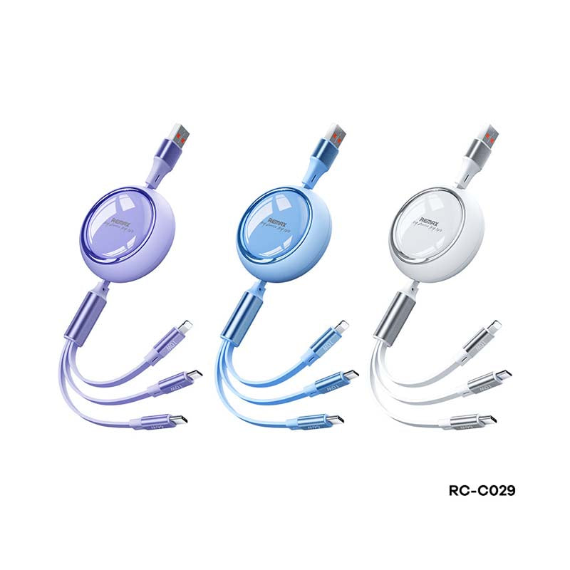 Retractable Three-In-One Fast Charging Data Cable