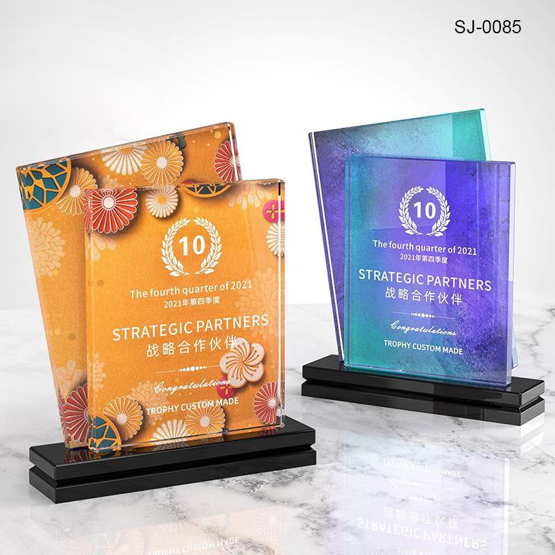 Crystal Awards with Custom Logo Materials Trophies Plaques