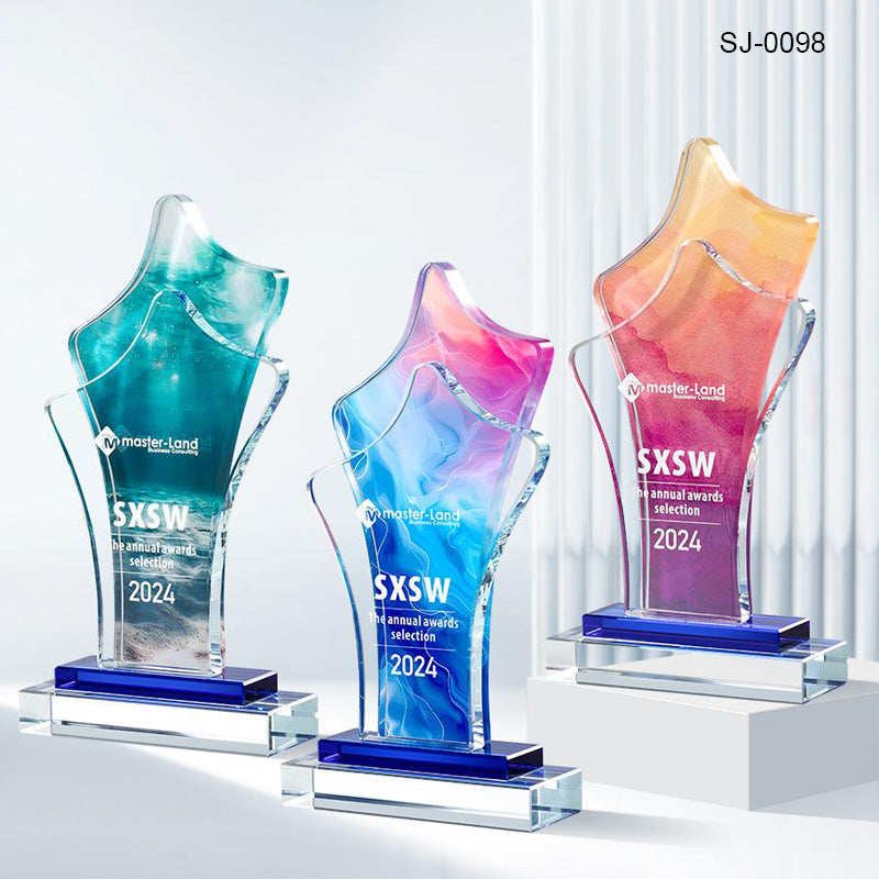 Crystal Trophy Awards Customized Logo Corporate Gifts