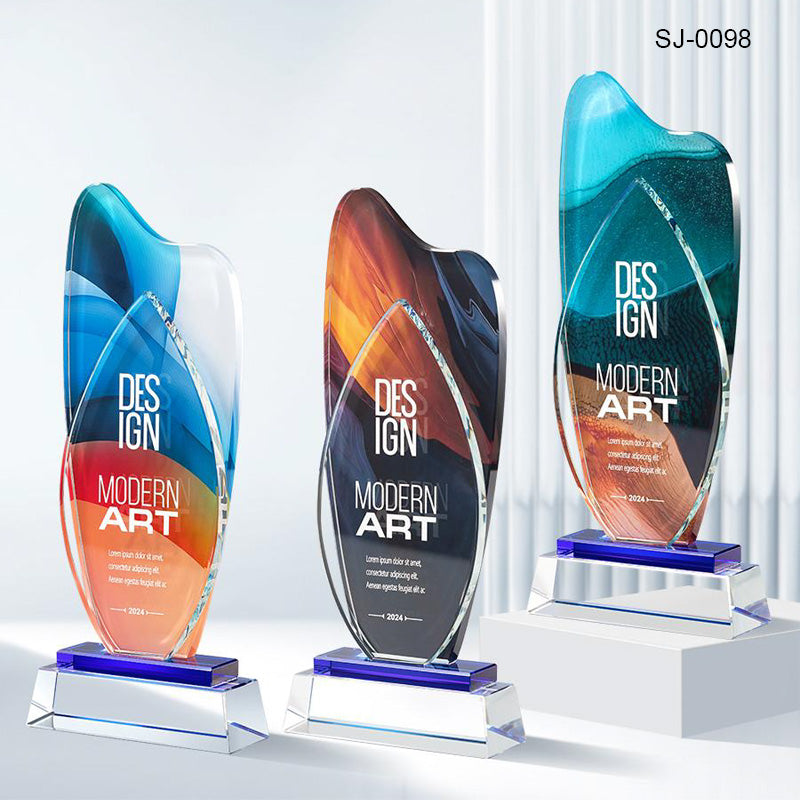 Crystal Trophy Awards Customized Logo Corporate Gifts