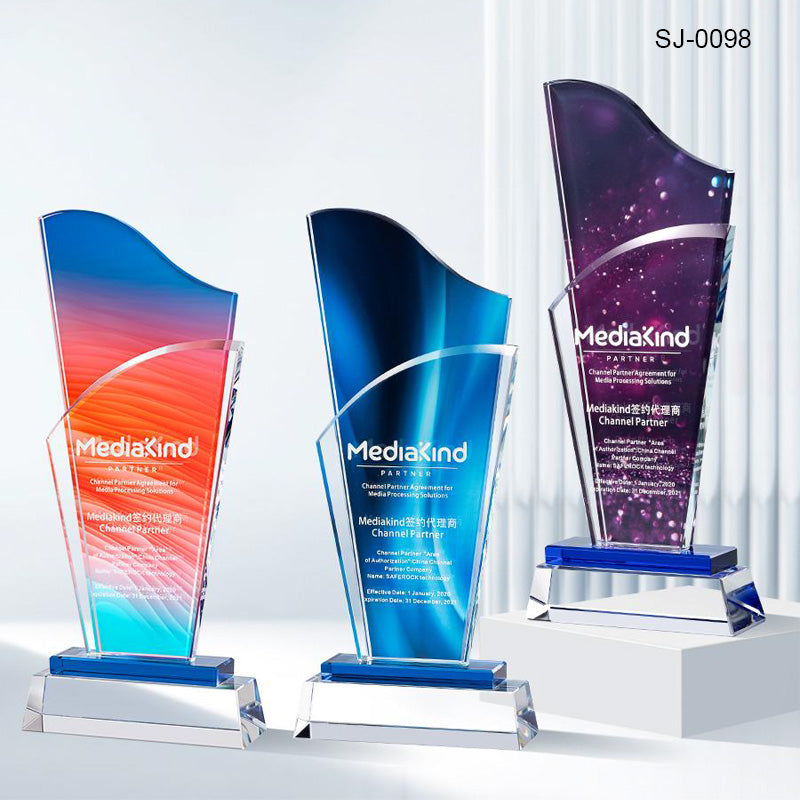 Crystal Trophy Awards Customized Logo Corporate Gifts