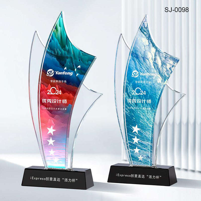 Crystal Trophy Awards Customized Logo Corporate Gifts