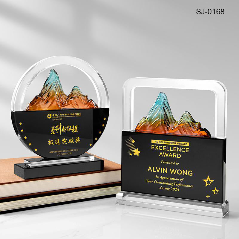 Crystal & Wooden Trophy Awards Custom Design Corporate Gifts