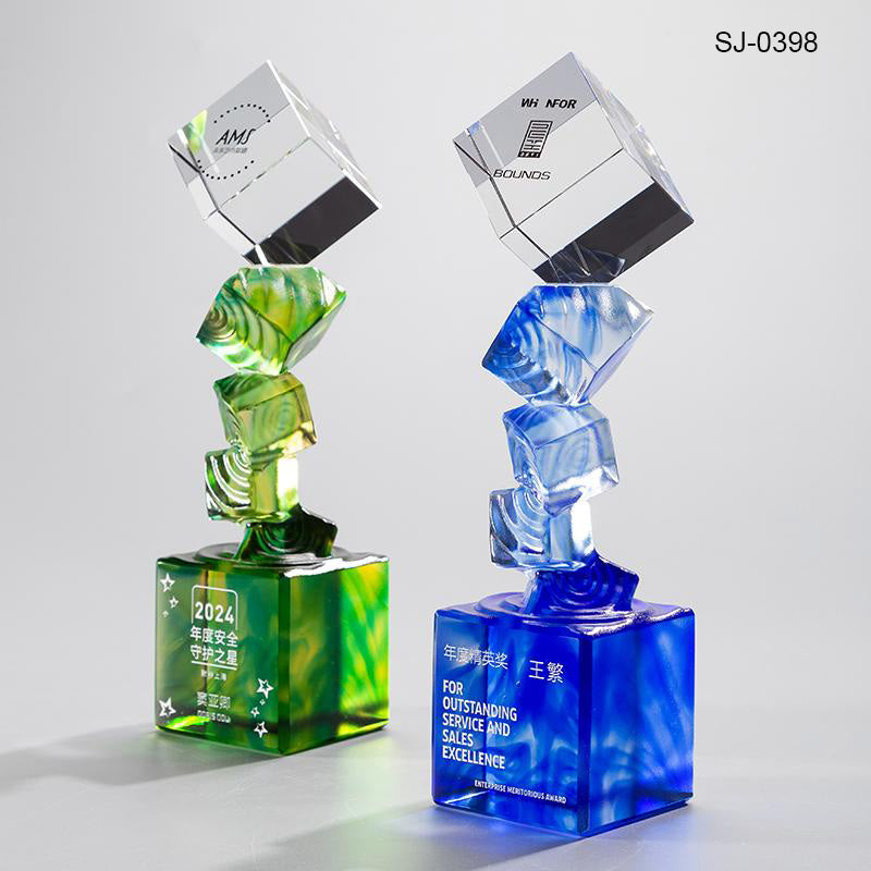 Crystal Trophy Custom Metal Design Corporate Gifts