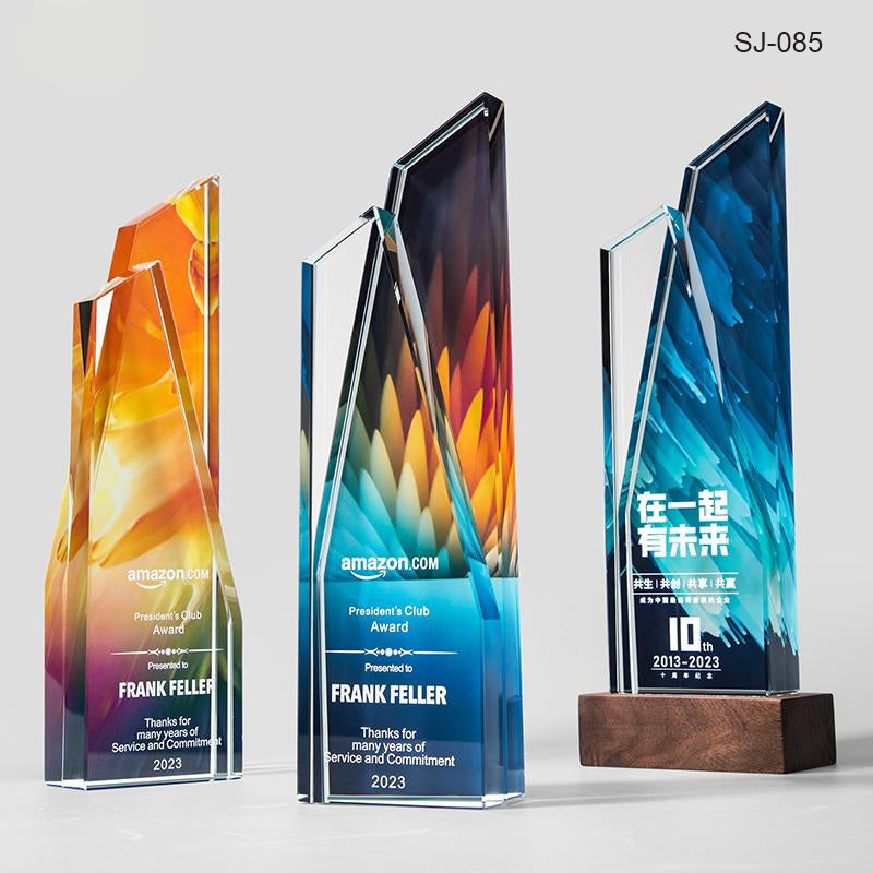 Crystal & Wooden Trophy Awards Custom Design Corporate Gifts