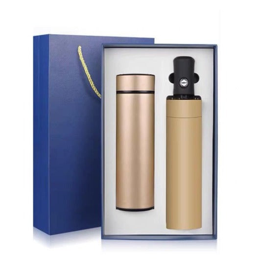 Premium Gifts Set - Flask & Foldable Umbrella