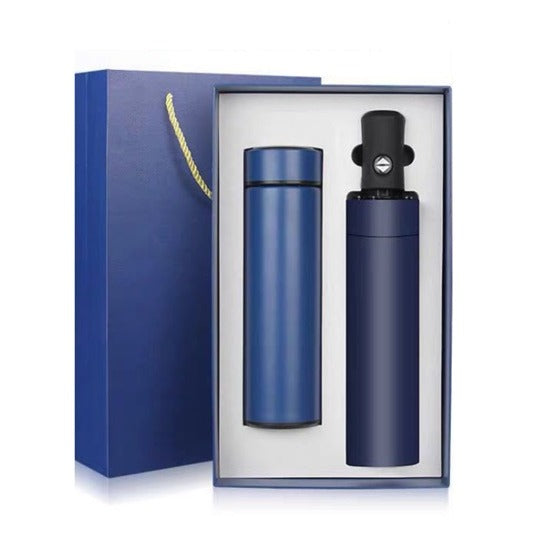 Premium Gifts Set - Flask & Foldable Umbrella