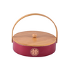 Premium Ceramic Festive Snacks Tray with Wooden Handle & Cover