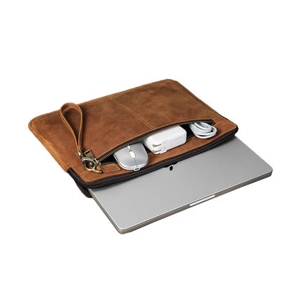 Suitable for 2021 new macbookpro14 protective cover crazy horse leather Apple laptop liner bag spot