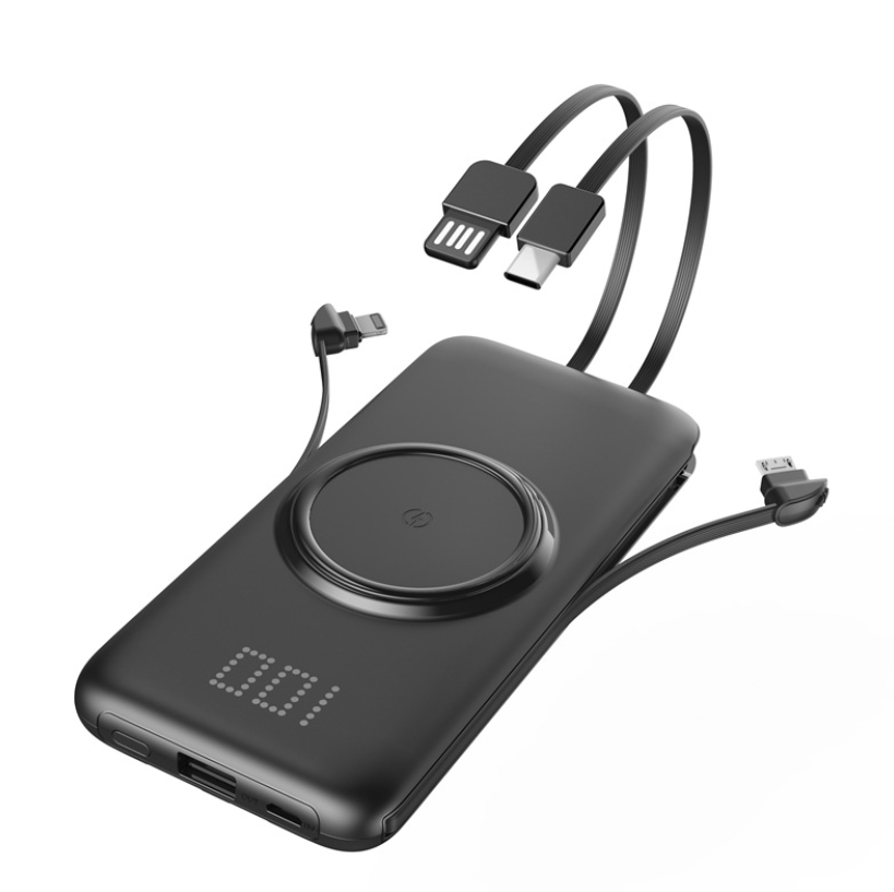 Wireless Power Bank with Built in Cable