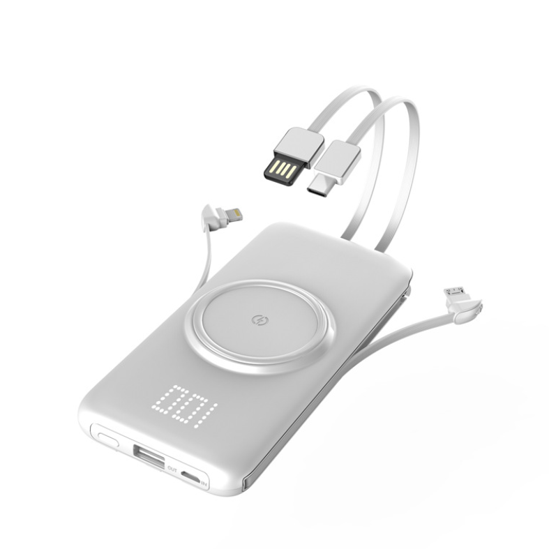 Wireless Power Bank with Built in Cable