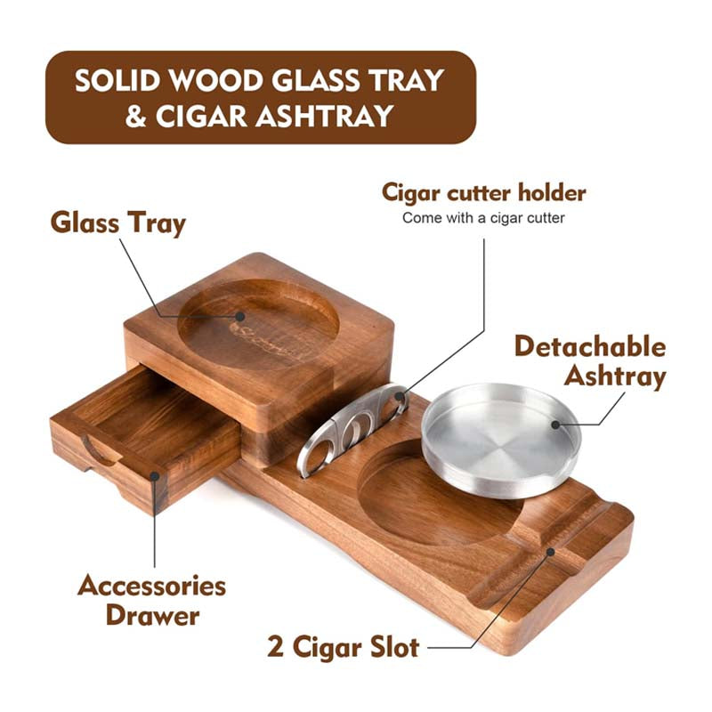 Scotte Cigar Ashtray Coaster Whiskey Glass Tray