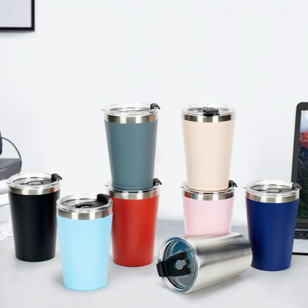 12oz Stainless Steel Coffee Tumbler with Lid & Straw