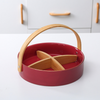 Premium Ceramic Festive Snacks Tray with Wooden Handle & Cover