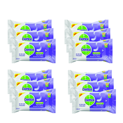 Dettol Sensitive Personal Care Wipes Triple Pack, 12x10pcs