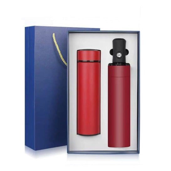 Premium Gifts Set - Flask & Foldable Umbrella